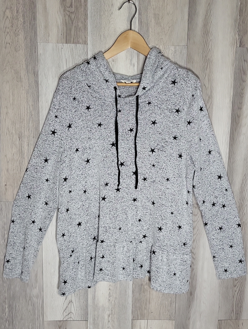 Jane and Delancey Women's XL Star Print Hooded Knit Pullover Sweater NWOT
